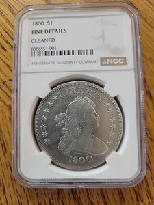 1800 Draped Bust Silver Dollar Heraldic Eagle $1 NGC Fine Details - Picture 1 of 7