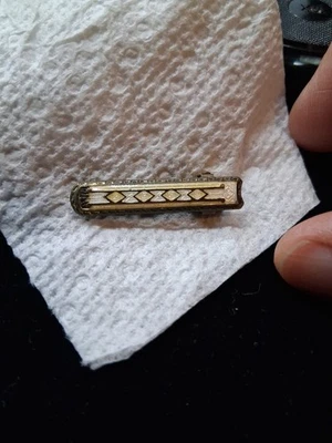 Vintage Enamel White Art Deco Design Tie Clip - Image 1 of 3