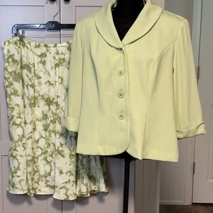 Dana Kay Skirt Suit Green Floral Sz 18 Jacket Coat Southern Lady Church 2 Piece - Picture 1 of 11