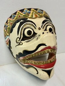 Indonesia Hanuman Hand Carved and Painted Wood Mask Ritual Dance Mask Wall Art - Picture 1 of 8
