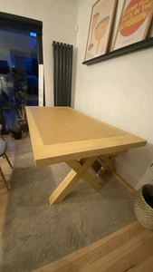 Laura James Charlotte Pale Oak Dining TableCross Leg & 1x 3-seater Dining Bench - Picture 1 of 9