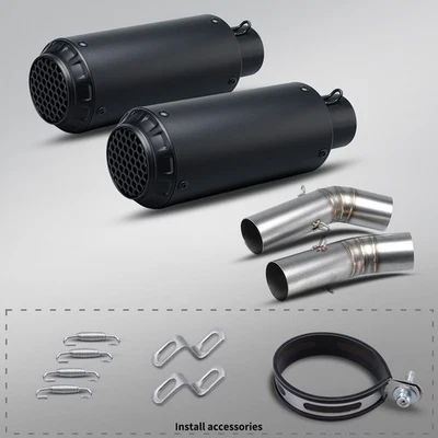 For Ducati 848 1098 1198 Exhaust System Mid Link Pipe Slip On Muffler Tips 51mm - Image 1 of 4