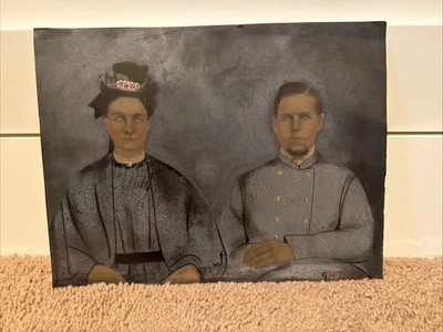Civil War Tintype Colored Full Plate Confederate Soldier RARE - Image 1 of 4