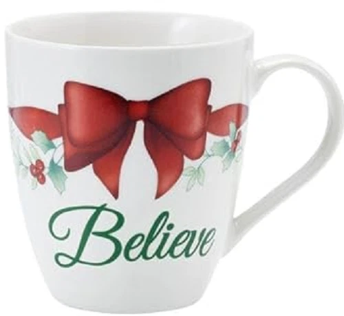 Tazas Winterberry Red Ribbon Sentiment ''Believe'' 20 oz. NUEVO Foto 1 de 1