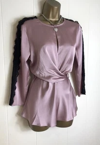 LIPSY STUNNING PINK & BLACK LACE SILKY TIE TOP SIZE 8 BNWT!! - Picture 1 of 3