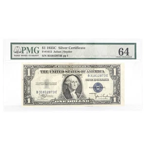 PMG $1 1935C Silver Certificate Fr#1612 Julian Snyder 64 Choice Uncirculated - Picture 1 of 2