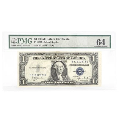 PMG $1 1935C Silver Certificate Fr#1612 Julian Snyder 64 Choice Uncirculated - Image 1 of 2