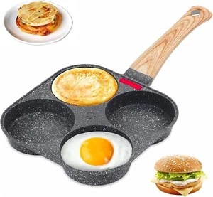 4 Tassen Antihaft Granit Ei Bratpfanne Frühstück Pfanne für Pfannkuchen Plett Crepes - Bild 1 von 7
