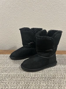 Bearpaw  Black Abigail Sheepskin Wool Lined Boots Size 6 - Picture 1 of 7