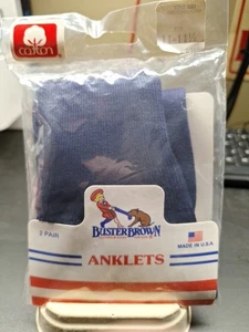 2 Pair Vintage Buster Brown Blue Anklets Size 11-11.5 (100% cotton) USA Made - Picture 1 of 9