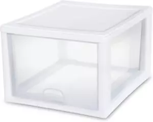 4-Pack Plastic Storage Drawers, Stackable Drawer Organizer Bins, Clear, 27 Qt - Picture 1 of 9