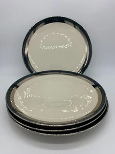 4pc Vintage Flintridge & Gorham China Black Contessa Dinner Plates 10.5” CA Made - Picture 1 of 10