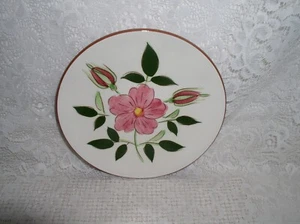 Plato de pastel de pan de cerámica rosa salvaje Stangl - Imagen 1 de 3