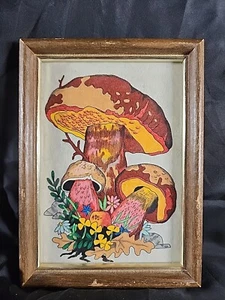 Retro 70’s Vintage Frame Mushroom Wall Hanging Art 9x6.5. RR - Picture 1 of 8