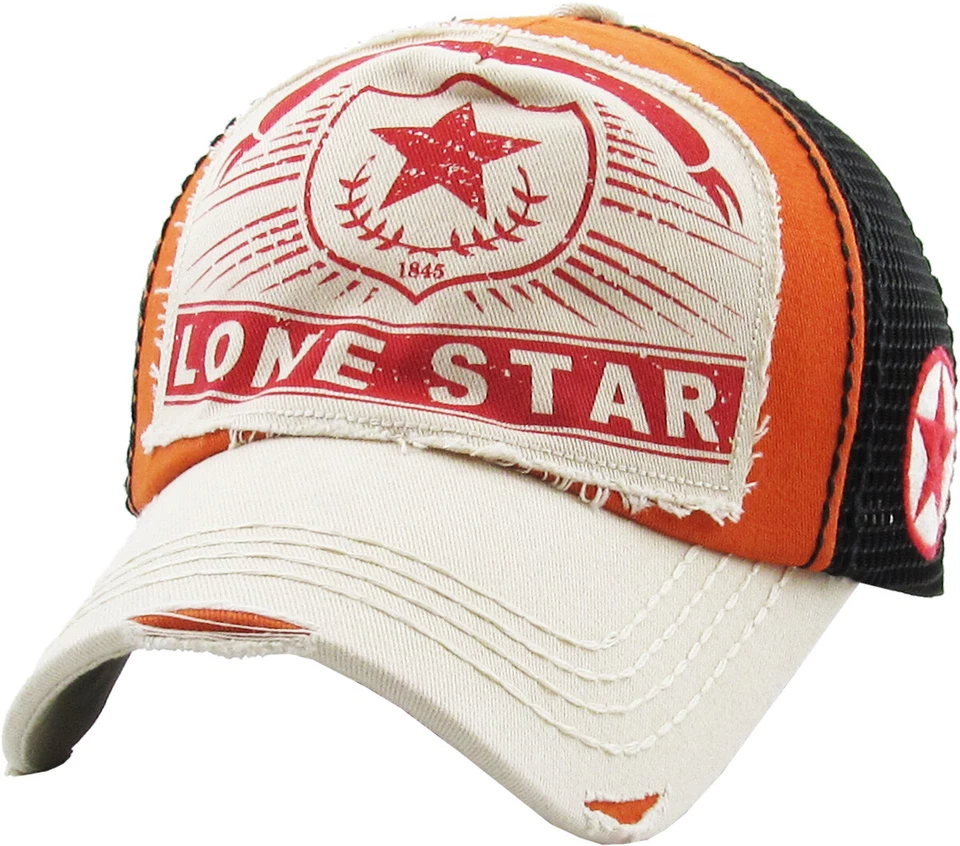 Gorra de béisbol Lone Star Mesh vintage envejecida sombrero de papá ajustable Foto 1 de 1