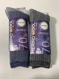 FUN TOES Para Hombre y Niños 70% Lana Merino Crew Calcetines Paquete de 4 Soporte para Arco Peso Medio - Imagen 1 de 1