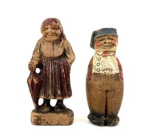 2 VINTAGE 1930-40's SYROCO WOOD FIGURES. Lady, Man - Picture 1 of 11