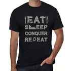 Camiseta Estampada Para Hombre Comer Dormir Conquistar Repetir  Eat Sleep