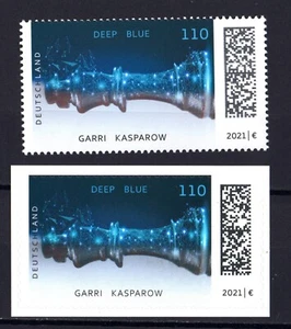 U9767 GERMANY 2021 Chess Computer beats Kasparow normal and self adhesive MNH - Picture 1 of 1