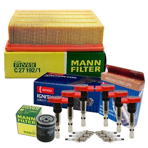 Mann Filters Denso 6 Coils 6 Iridium Long Life Spark Plugs Tune Up Kit For Audi - Picture 1 of 1