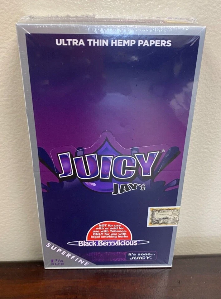 JUICY JAYS 1 1/4 ULTRA SUPERFINE BLACK BERRYLICIOUS CIGARETTE PAPERS 24 PACK - Image 1 of 1
