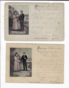 2 cartoline primi pionieri saluti tedeschi da "Come partì" 1897 p1015 - Foto 1 di 2