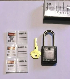 MASTER LOCK 410KABLK Lockout Padlock,KA,Black,1-3/4"H - Picture 1 of 2