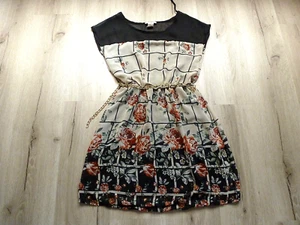 Vintage Belinda ärmelloses kurzes Blumenkleid Größe Small geometrisches Kleid Kettengürtel gebraucht, in einwandfreiem Zustand - Bild 1 von 15