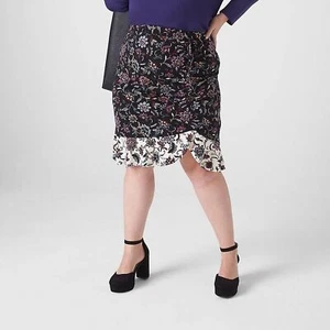Lane Bryant Blumenmuster Halstuch gerissener Volantrock Damen Übergröße 26/28 4X - Bild 1 von 10