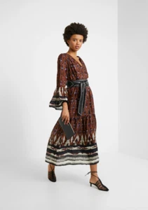 VANESSA BRUNO Melissandre Silk Bell Sleeve Maxi Boho Batik Dress YOOX 36 $485 - Picture 1 of 13