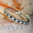 1.20ct Black Lab Created Diamond Half Eternity Wedding Band Ring White Gold Fn
