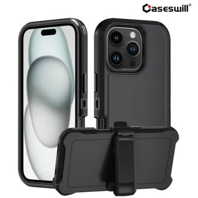 For iPhone Air 17 16E 16 15 14 Plus 13 Pro Max Heavy Duty Belt Clip Holster Case - Image 1 of 4