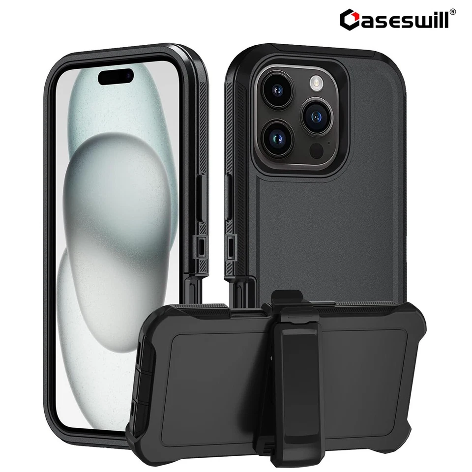 For iPhone Air 17 16E 16 15 14 Plus 13 Pro Max Heavy Duty Belt Clip Holster Case - Image 1 of 4