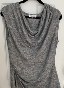 Calvin Klein Damen Top ärmellos schimmernd silber Gr. LG Stoffraffung - Bild 1 von 15
