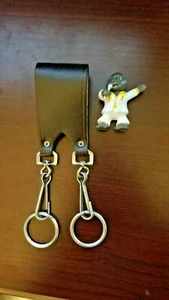 Schlüsselanhänger braun Lederschlaufe Gürtel mit Doppelring (NOS) - Bild 1 von 3