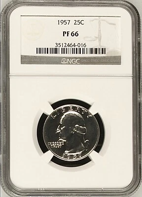 1957 25C Proof Washington Quarter Dollar NGC PF66        3512464-016 - Image 1 of 2