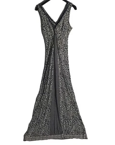 Fat Face Navy Blue Cream Floral Maxi Dress Sleeveless Size UK 8 - Picture 1 of 12