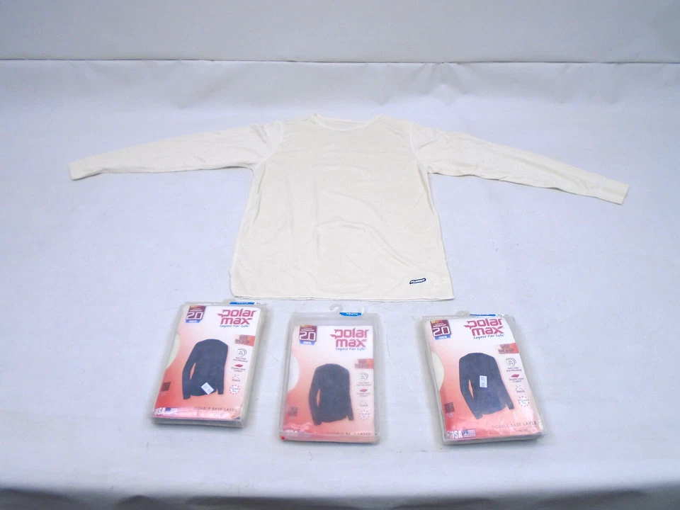 POLARMAX 2C61A XLARGE YOUTH 100% POLYESTER IVORY DOUBLE BASE LAYER TOP SET (3) - Image 1 of 4