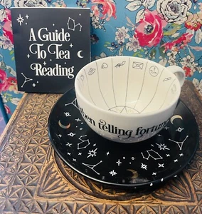 FORTUNE TELLING Large CERAMIC TEA CUP & Saucer & INSTRUCTION LEAFLET BNiB - Picture 1 of 10