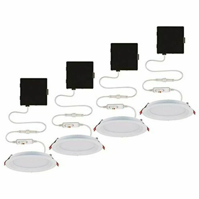Commercial Electric Slim Baffle 9W 4" Canless Dimmable Recessed LED Light Kit (4-Pack)