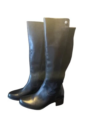 Botas de montar Marc Fisher de cuero de pantorrilla ancha caña alta talla 8 1/2 con negras Foto 1 de 2