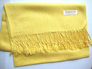 NEW Pashmina Fall Spring Scarf Scarves Silk Yellow Solid Shawl Wrap Range Soft - Picture 1 of 5