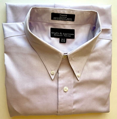 CROFT & BARROW Pinpoint Non-Iron LS button shirt men 18.5 34/35 Lavender cotton - Image 1 of 4