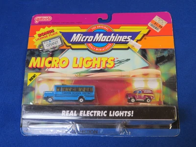 Micro Machines-1990-Real Electric Lights Collection #12-6478-Blue School Bus/Van - Image 1 of 4