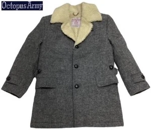 Octopus Army Harris Tweed Wool Tweed Ranch Coat Gray M Boa Back - Picture 1 of 11