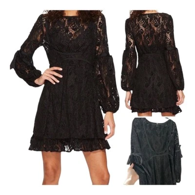 Free People Black Lace Dress Fairy Festival Whimsy Womens Small - Image 1 of 4