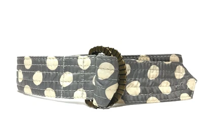 Женский ремень маленький средний серый слоновой кости ткани холст в горошек D кольцо ретро женщины - Изображение 1 из 4