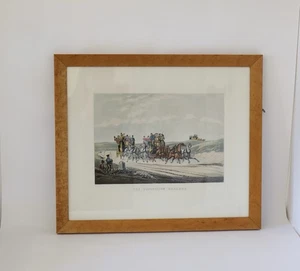 Antique Vintage Print Coach & Horses Opposition Coaches Maple Frames 23” X 20” - Picture 1 of 11
