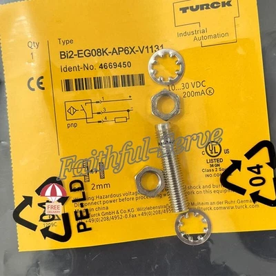 For Turck Bi2-EG08K-AP6X-V1131 Proximity Sensor Switch 10-30VDC 200mA 2mm PNP - Image 1 of 4