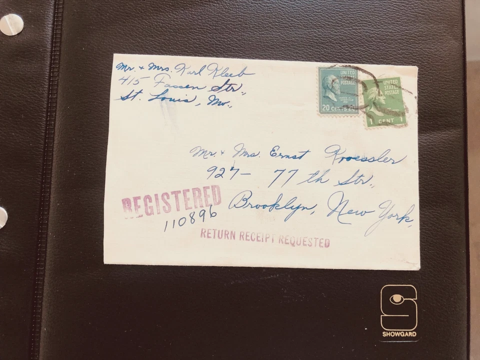 PREXIE POSTAL HISTORY- 21 CENT REGISTERED RATE WITH 20 &ONE CENT STAMPS - Image 1 of 1